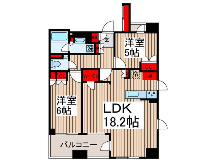 ﾘﾋﾞｵﾚｿﾞﾝ月島ｽﾃｰｼｮﾝﾌﾟﾚﾐｱの間取り図