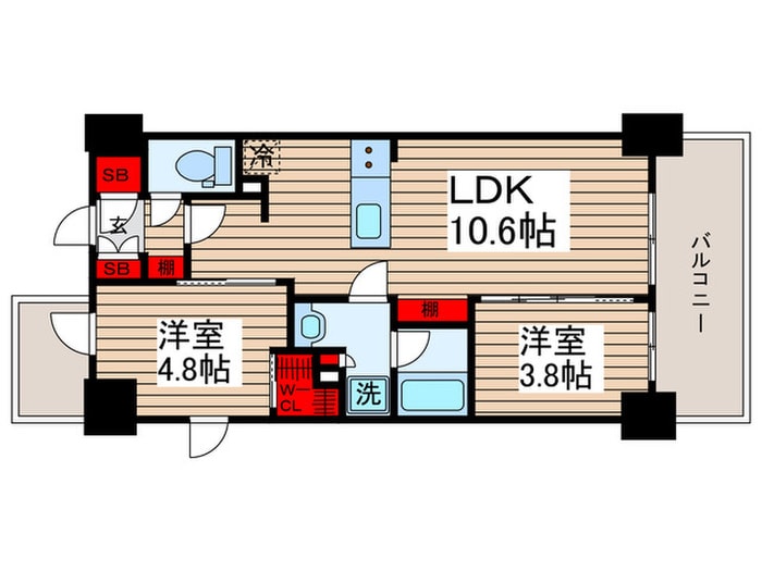 ﾙﾌｫﾝﾌﾟﾛｸﾞﾚ門前仲町ﾌﾟﾚﾐｱの間取り図