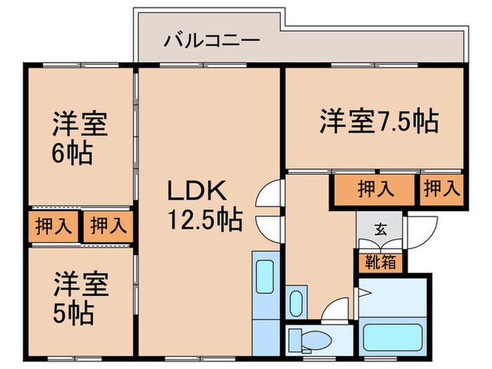 滝山第二住宅2-5-1号棟(509)の間取り図