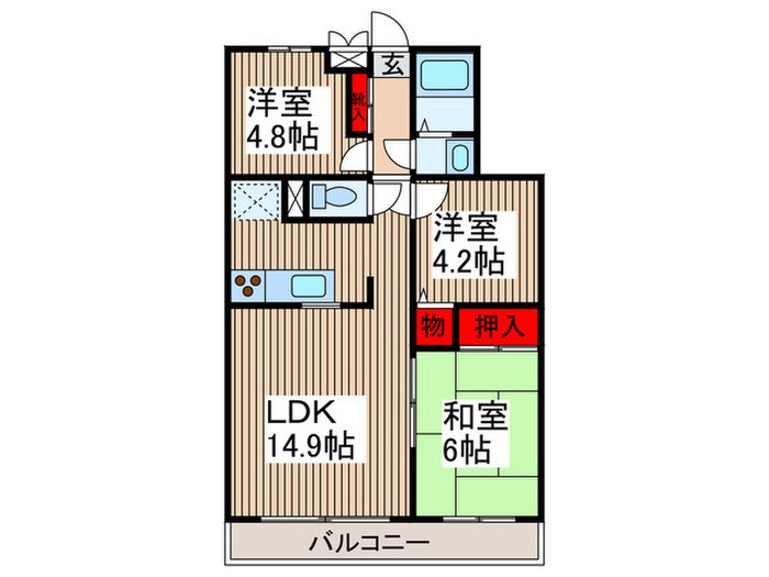 コスモ浦和中島の間取り図