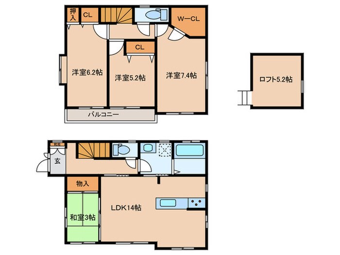 美大通貸家の間取り図