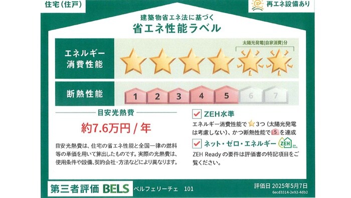 ベルフェリーチェの省エネ性能ラベル