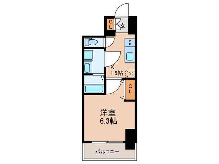 ｴｽﾘｰﾄﾞﾚｼﾞﾃﾞﾝｽ大阪谷町ザ・ﾏｰｸｽの間取り図