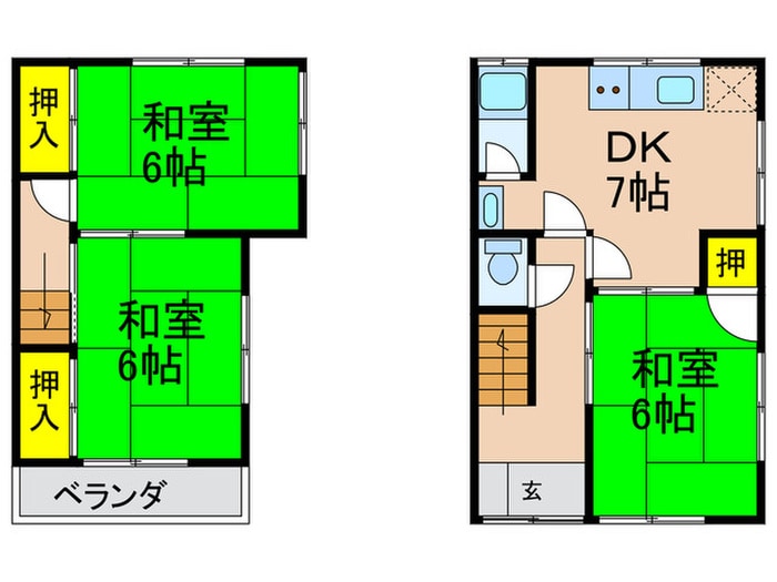 吉水２/１貸家２の間取り図