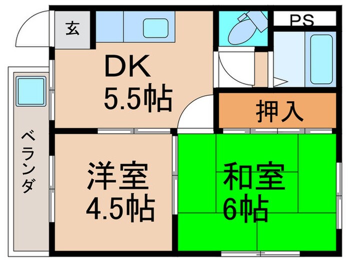 グリ－ンコ－ポラス若松Ｂ(102)の間取り図