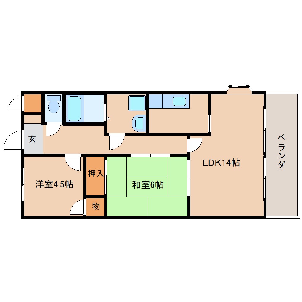 富雄駅 徒歩8分 2階の間取り図