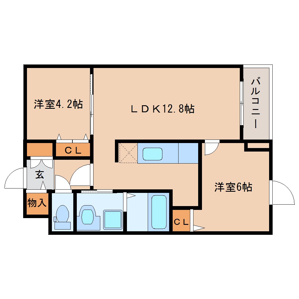 京終駅 徒歩18分 1階の間取り図