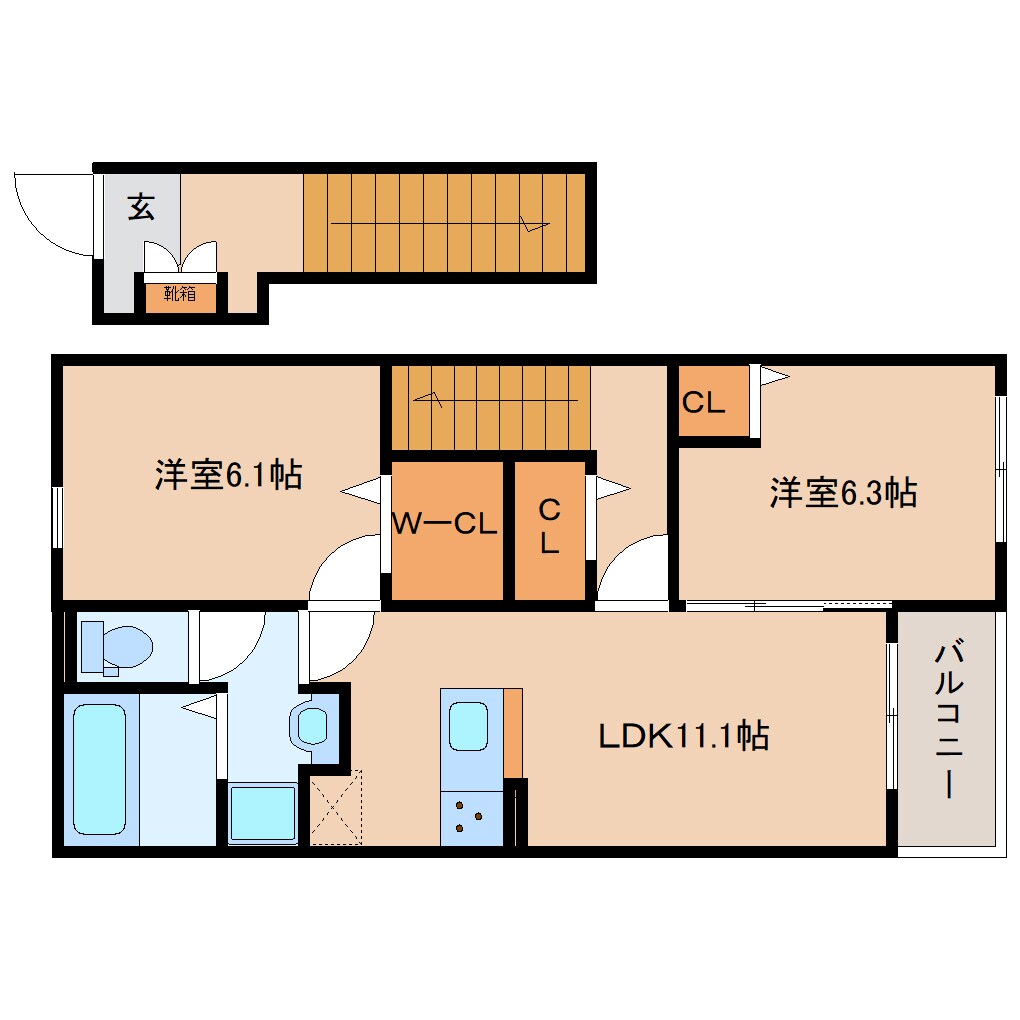 加茂駅 徒歩10分 2階の間取り図