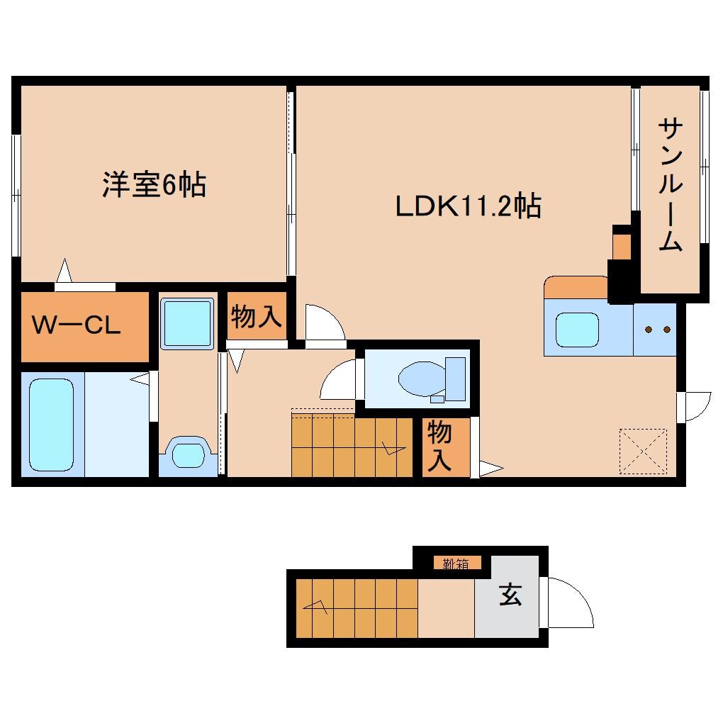 京終駅 徒歩9分 2階の間取り図