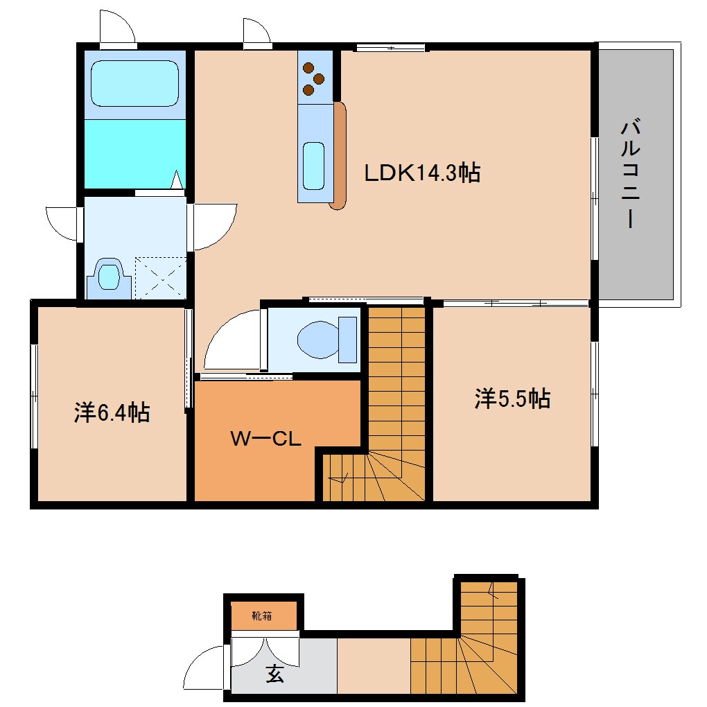 五位堂駅 徒歩21分 2階の間取り図