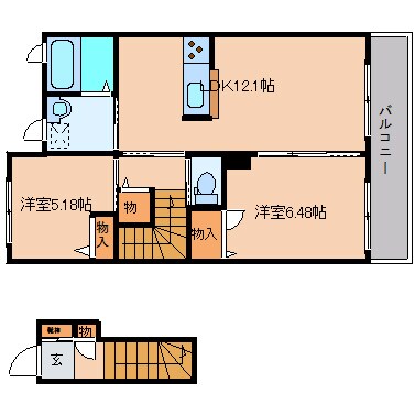 近鉄下田駅 徒歩8分 2階の間取り図