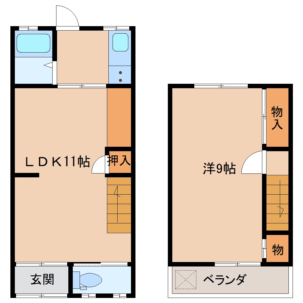 近鉄下田駅 徒歩4分 1-2階の間取り図