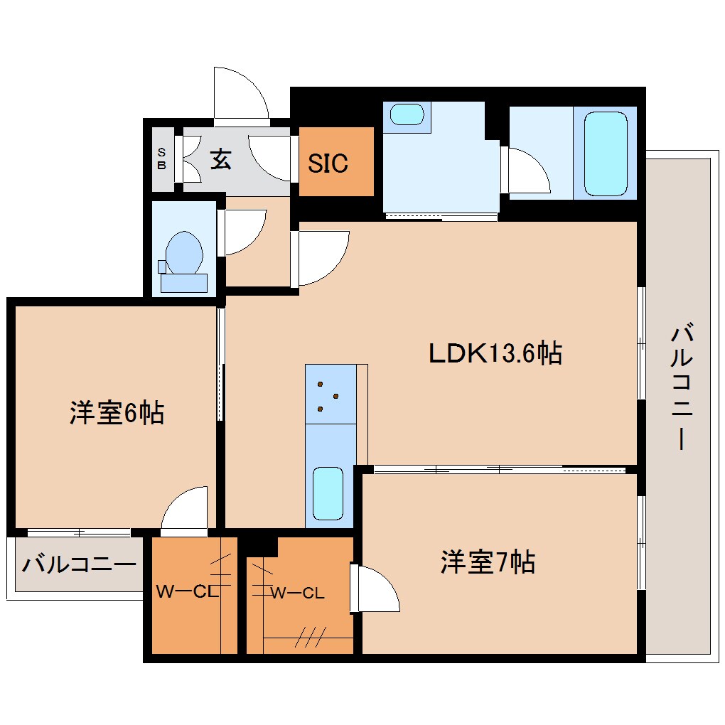 五位堂駅 徒歩6分 2階の間取り図
