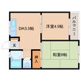 近鉄難波線・奈良線 大和西大寺駅 2階建 築50年の間取図