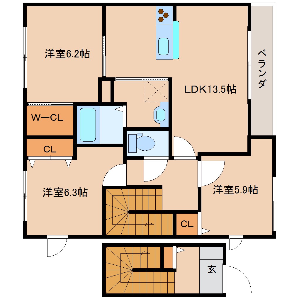 新祝園駅 バス21分　東光小学校下車：停歩4分 2階の間取り図