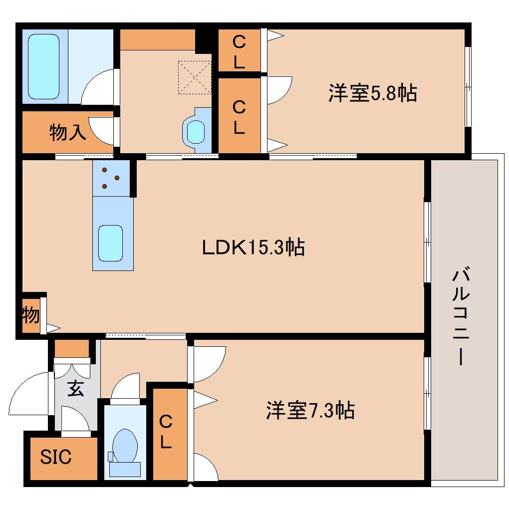 奈良駅 徒歩5分 2階の間取り図