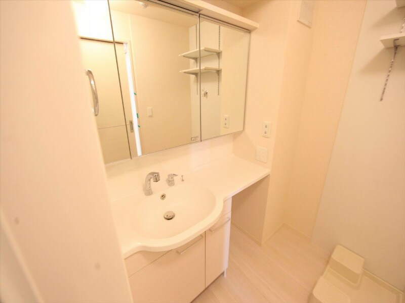 物件内観写真3　(脱衣所　独立洗面台（シャンプードレッサー付）収納スペース有)
