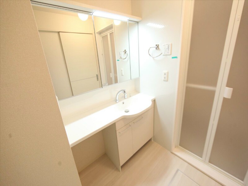 物件内観写真3　(脱衣所　独立洗面台（シャンプードレッサー付）収納スペース有)