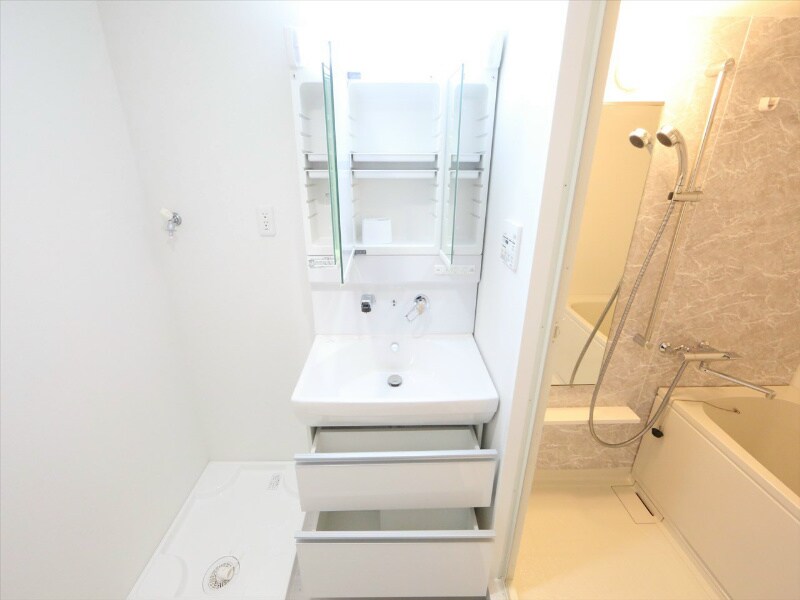 物件内観写真16　(脱衣所　独立洗面台（シャンプードレッサー付）収納スペース有)