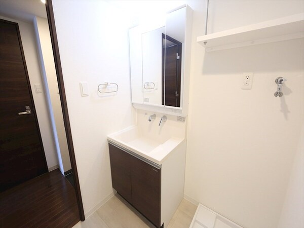 洗面所(脱衣所　独立洗面台（シャンプードレッサー付）収納スペース有)