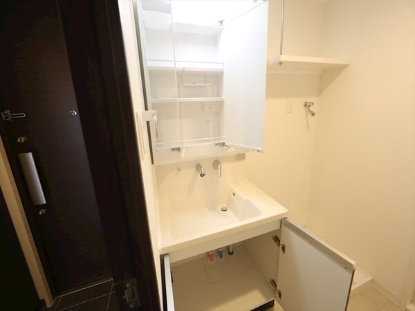 洗面所(脱衣所　独立洗面台（シャンプードレッサー付）収納スペース有)