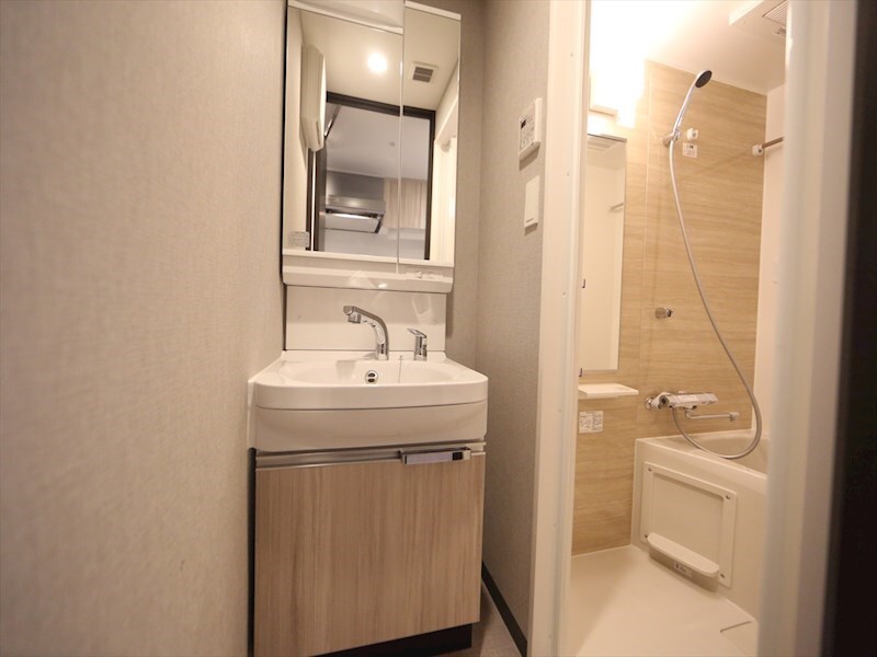 物件内観写真3　(脱衣所　独立洗面台（シャンプードレッサー付）収納スペース有)