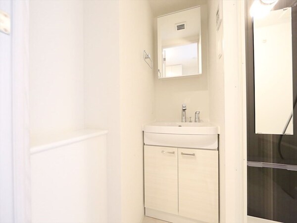 洗面所(脱衣所　独立洗面台（シャンプードレッサー付）収納スペース有)