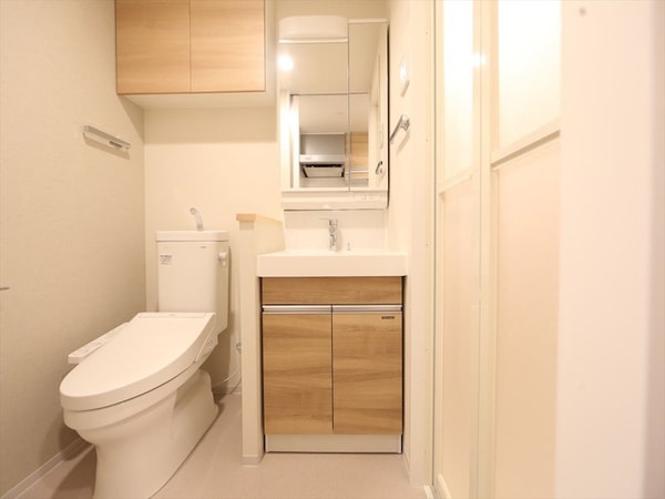 洗面所(脱衣所　独立洗面台（シャンプードレッサー付）収納スペース有)