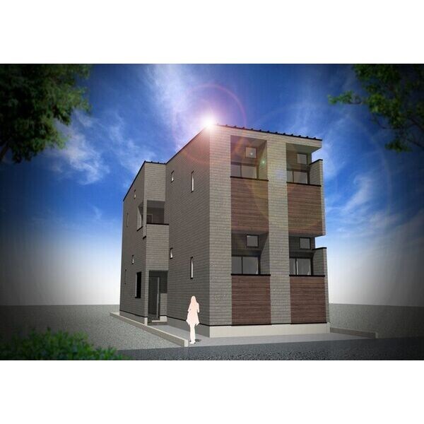 物件外観写真1　(外観パース　オートロック付　宅配ＢＯＸ有り　デザイナーズ)