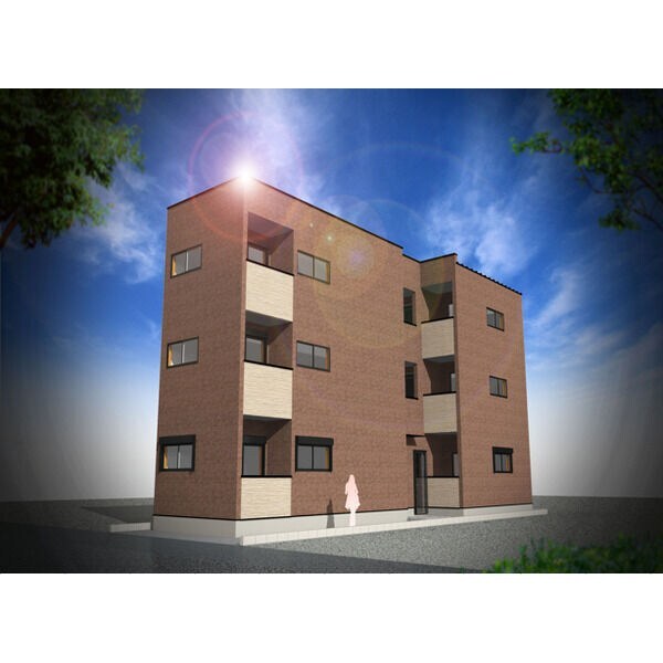 物件外観写真1　(外観パース　オートロック付　宅配ＢＯＸ有り)