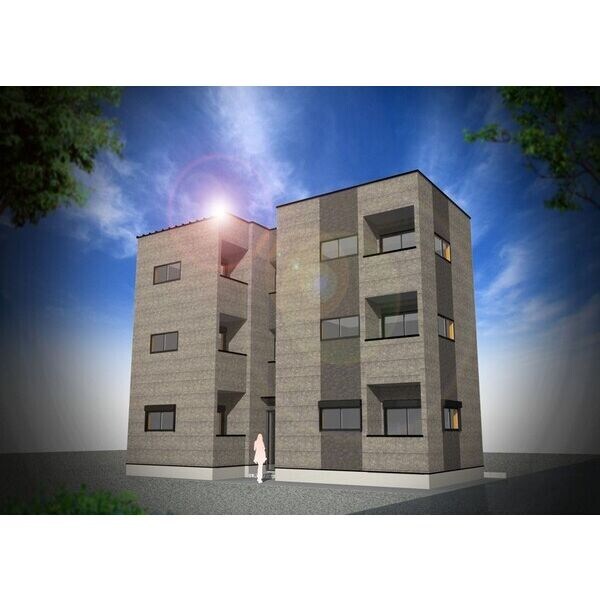 物件外観写真1　(外観パース　オートロック付　宅配ＢＯＸ有り)