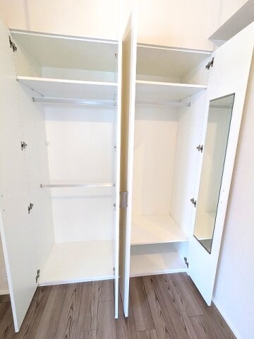 物件内観写真11　(姿見鏡付クローゼット、ハンガーのバーは3本付き)