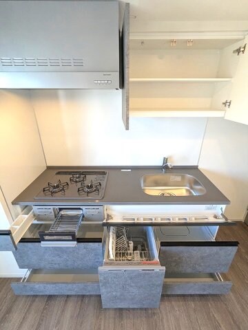 物件内観写真5　(食器洗浄乾燥機付き、グリル付きガス3口システムキッチン、瀟洒)