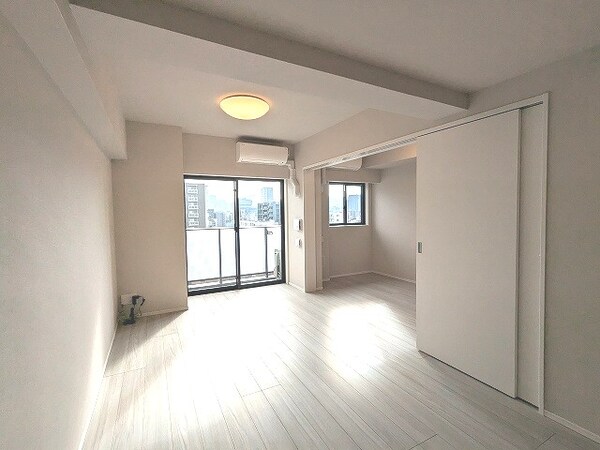 建物設備(リビングと4帖洋室、南向き、エアコンと照明付き)
