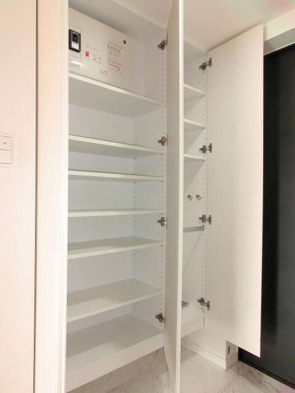 玄関(ステイシス町屋の収納豊富なトールタイプのシューズＢＯＸです)