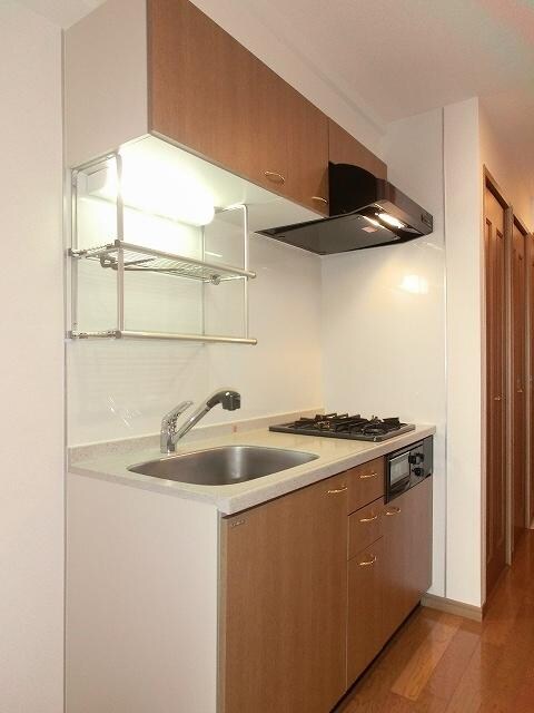 物件内観写真5　(レジディア上野池之端のキッチンです、広々シンクに豊富な収納棚)