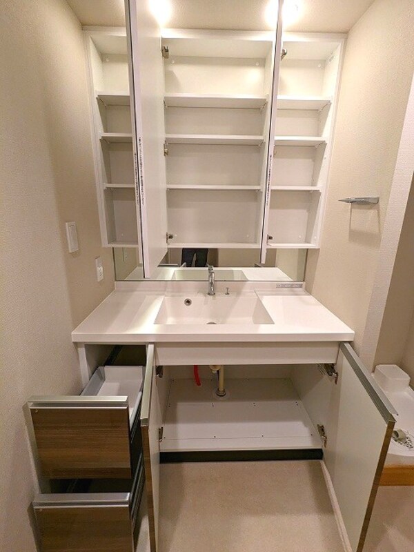建物設備(収納豊富な3面鏡付独立洗面室)