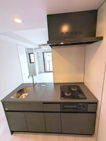 物件内観写真5　(グリル付ガス2口システムカウンターキッチン、料理しやすいシン)