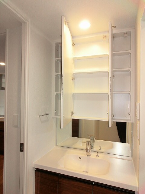 物件内観写真25　(三面鏡の裏には豊富な収納付きです)