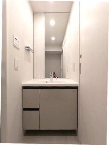 物件内観写真10　(トイレと独立した洗面室、ハンドシャワー付独立洗面台、タオルフ)