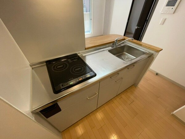 キッチン(キッチンはシックなデザインでした。洗い場も大きい。)