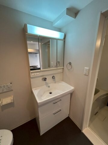 物件内観写真19　(独立洗面台、小物を置くことができて便利です)