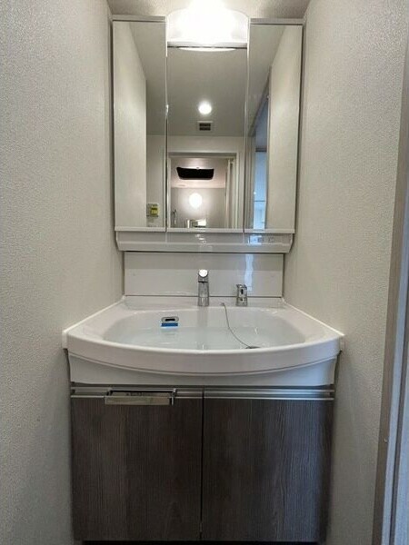 物件内観写真6　(独立洗面台、小物を置くことができて便利です)