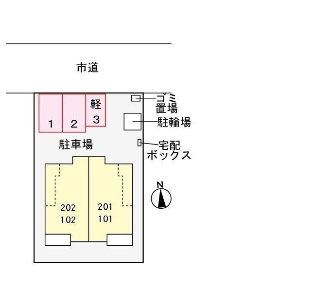 物件外観写真2　(車をお持ちの方に嬉しい駐車場付きの物件です)