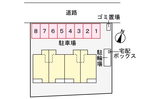 物件外観写真2　(車をお持ちの方に嬉しい駐車場付きの物件です)