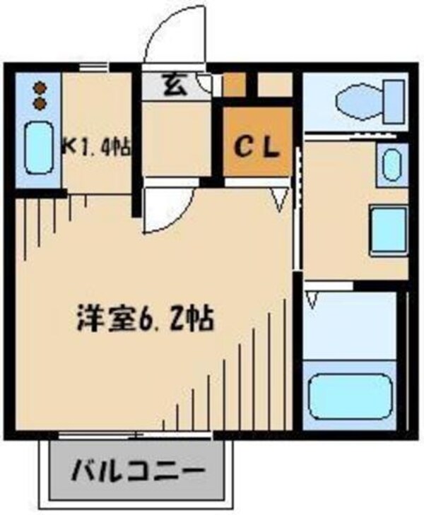 間取図(平面図)(２面採光の１Ｋタイプです)