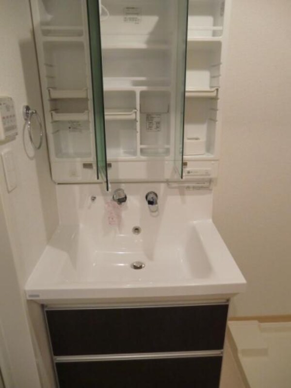 洗面(女性にうれしい収納付３面鏡洗面台)