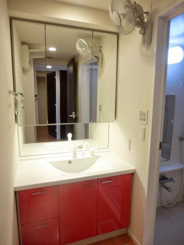 洗面(3面鏡洗面台と扇風機完備)